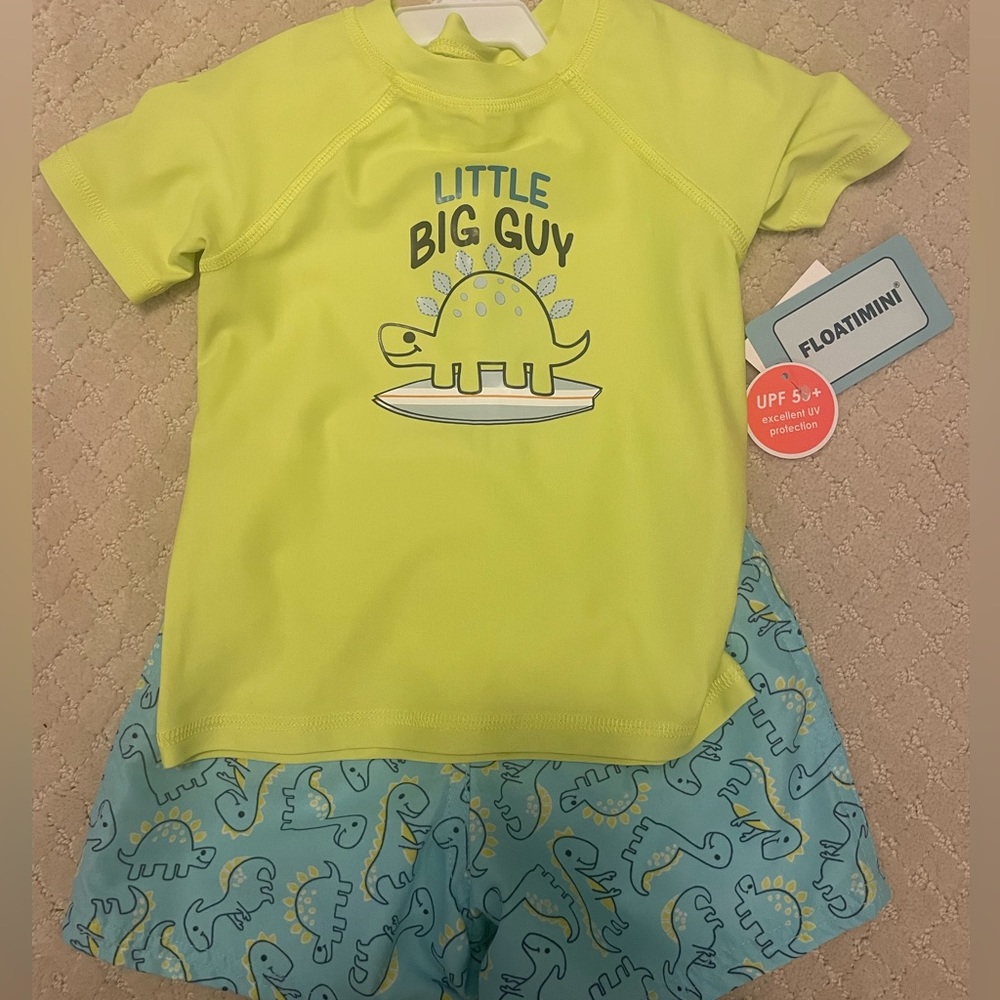 Dinosaur Swim Trunks and Rash Guard